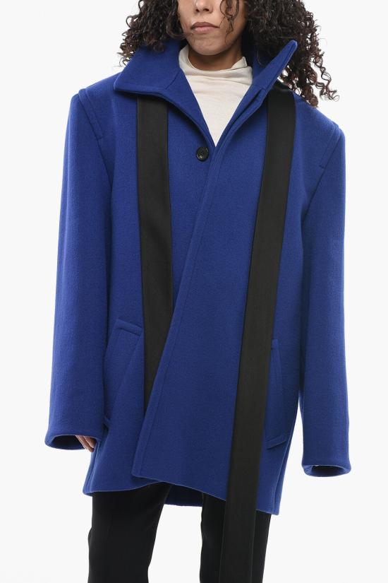  생로랑 울 소재 박시핏 벨트 코트 850307Y5J784146 Blue