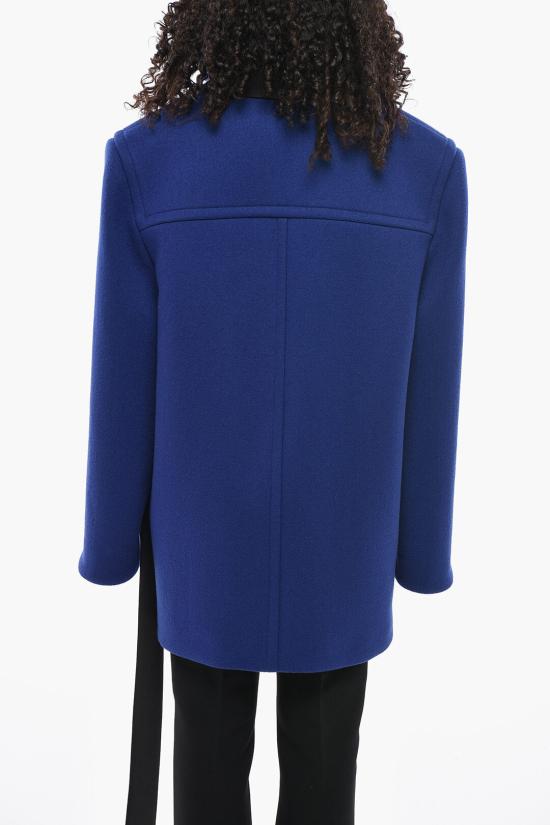  생로랑 울 소재 박시핏 벨트 코트 850307Y5J784146 Blue - SAINT LAURENT