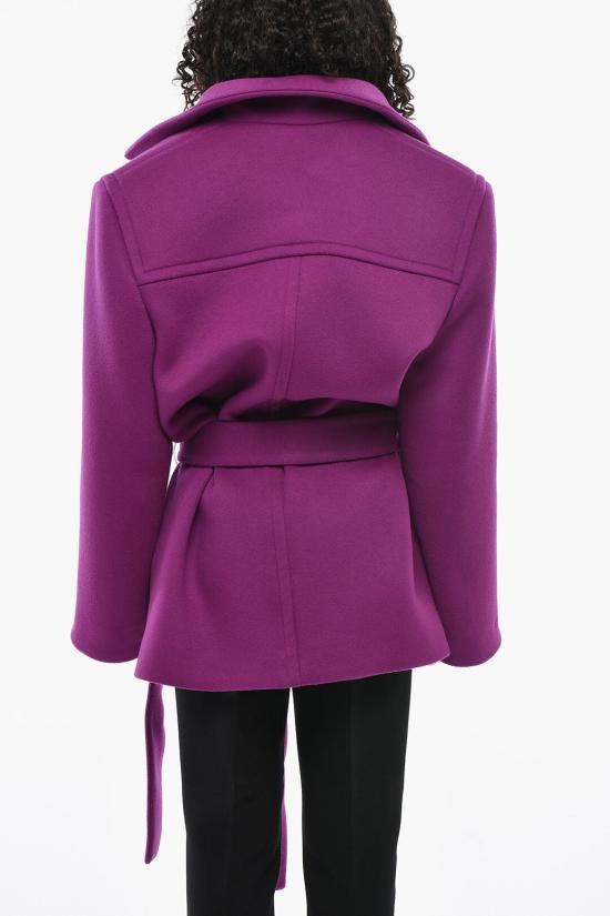  생로랑 울 소재 박시핏 벨트 코트 850307 Y060R 5051 Violet - SAINT LAURENT