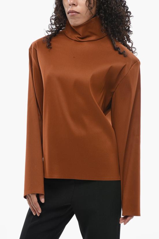  생로랑 실크 블렌드 탑 845857 Y5J95 2498 Brown