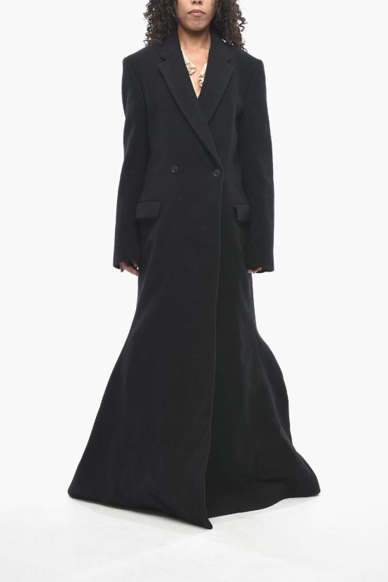  발렌시아가 울 더블 브레스티드 코트 850599TTU07 1000 Black