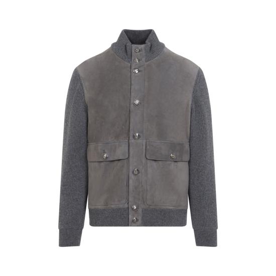 26FW 브루넬로 쿠치넬리 레더 봄버 자켓 MPCLF1955 CWP86 ACCIAIO PIOMBO - BRUNELLO CUCINELLI