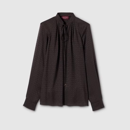 26FW 구찌 프린트 실크 트윌 드레스 853056ZAUM11173 Black