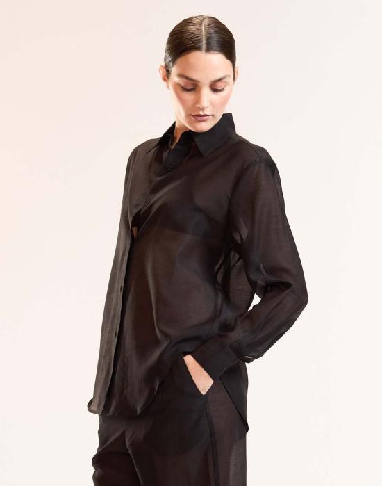  신시아 로리 블라우스 신시아 로울리 살리나 시스루 셔츠 블랙 - CYNTHIA ROWLEY