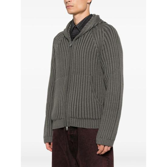 26FW 아워레가시 레벨 리브드 니트 후드 집업 M4263LS SAGE GREY - OUR LEGACY