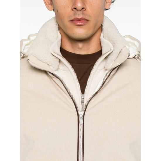 26FW 브루넬로 쿠치넬리 본디드 울 플란넬 탈부착 후드 다운 자켓 MM4701606 CRP63 NEUTRALS - BRUNELLO CUCINELLI