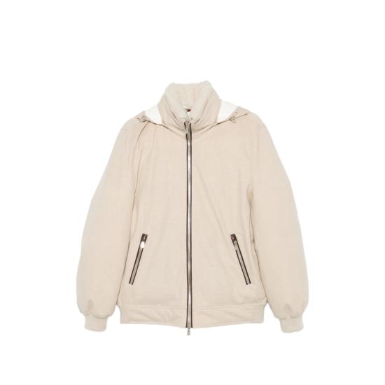 26FW 브루넬로 쿠치넬리 본디드 울 플란넬 탈부착 후드 다운 자켓 MM4701606 CRP63 NEUTRALS