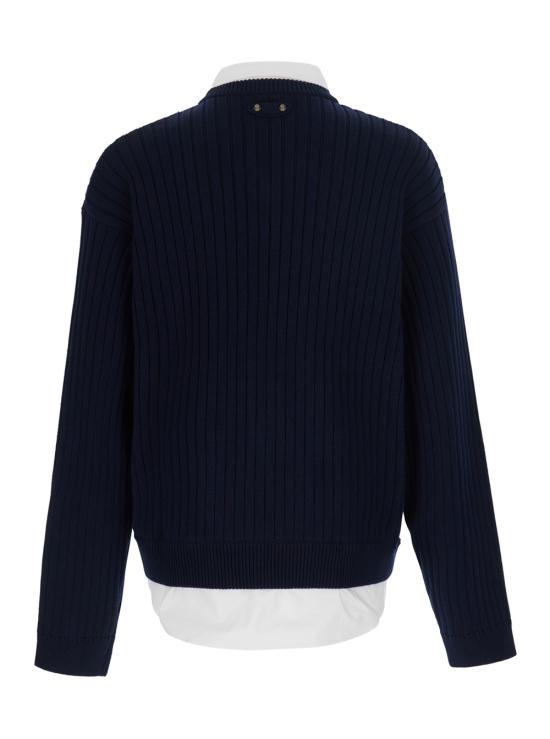 26FW 발렌시아가 하이브리드 셔츠 니트 스웨터 A00933T34684170 Blu - BALENCIAGA