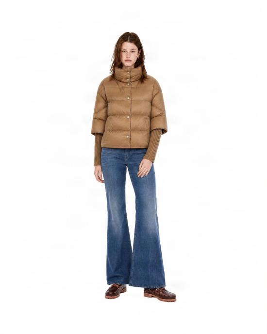26FW 에르노 하이 넥 퀼팅 케이프 7284022 Brown - HERNO