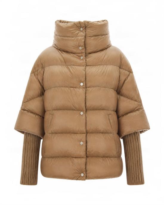 26FW 에르노 하이 넥 퀼팅 케이프 7284022 Brown