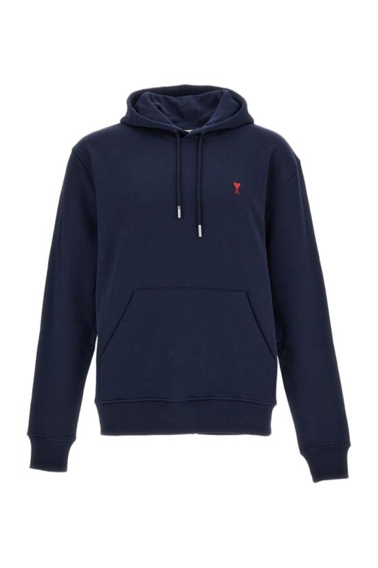 26FW 아미 스몰 하트 로고 루프백 오가닉 코튼 플리스 후드 BFUSW235730430 Blue