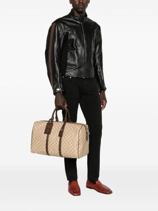 26FW 구찌 웹 디테일 레더 바이커 자켓 874158XNBDW1060 Black - GUCCI
