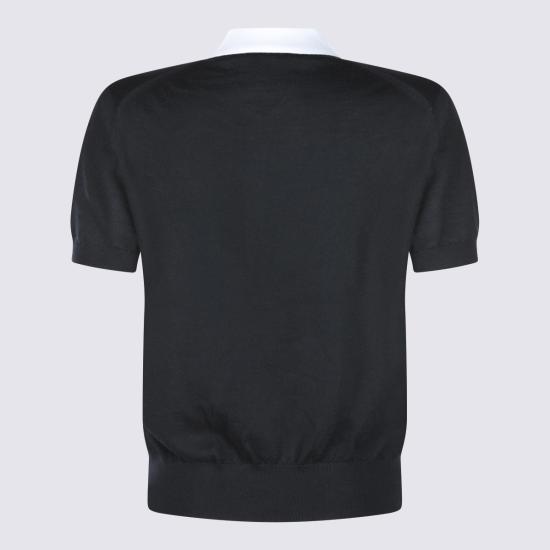 26FW 셀린느 파인 캐시미어 실크 폴로 스웨터 RY0LZ0W27 38OF BLACK WHITE - CELINE