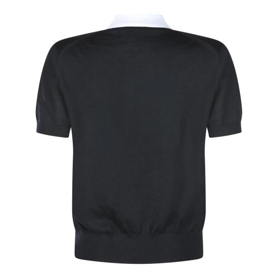 26FW 셀린느 파인 캐시미어 실크 폴로 스웨터 RY0LZ0W27 38OF BLACK WHITE - CELINE