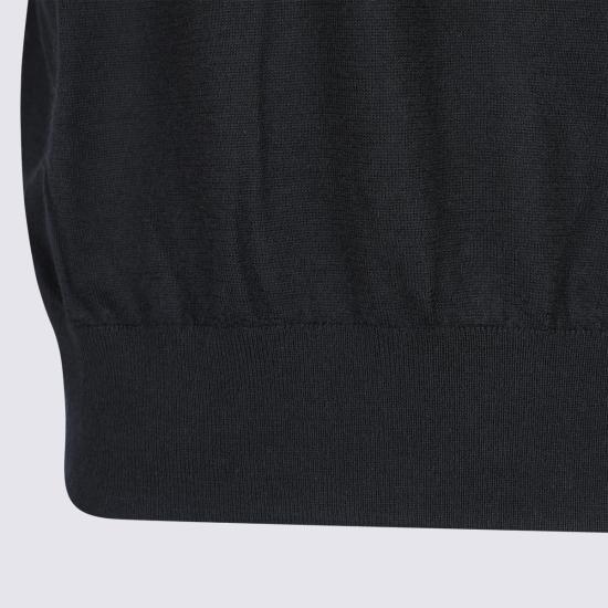 26FW 셀린느 파인 캐시미어 실크 폴로 스웨터 RY0LZ0W27 38OF BLACK WHITE - CELINE