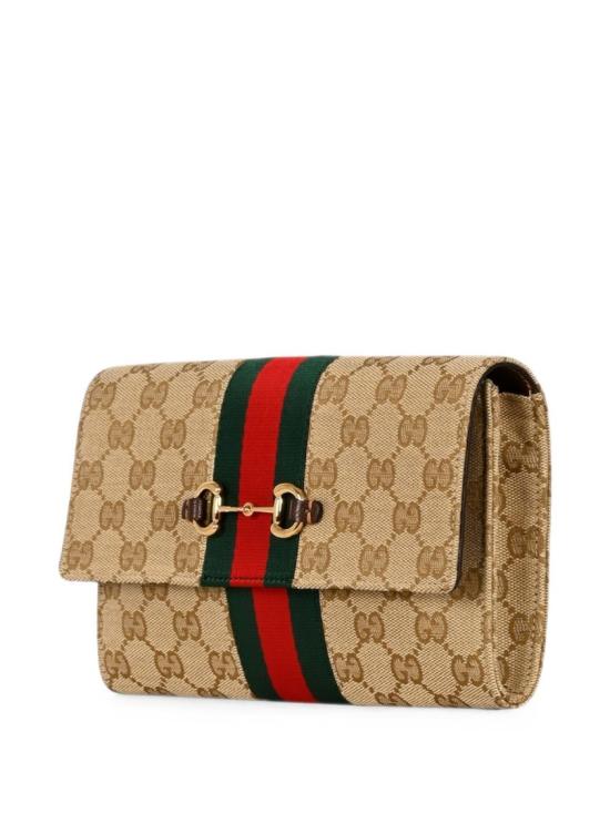 26FW 구찌 홀스빗 웹 스트랩 지갑 867120FAF889645 Brown - GUCCI