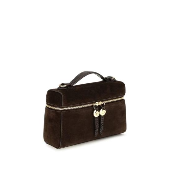 토리버치 가방 로미 슬림 스웨이드 탑 핸들 백 브라운 - TORY BURCH