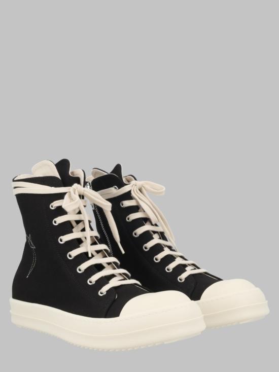  릭 오웬스 스니커즈 다크슈드우  데님 코튼 트레이너 블랙 - RICK OWENS