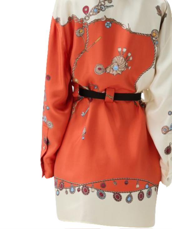 26FW 베르사체 미디 원피스 1025495 1A186365O360 ORANGE WHITE GOLD - VERSACE