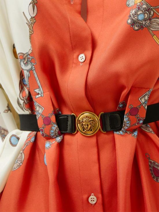 26FW 베르사체 미디 원피스 1025495 1A186365O360 ORANGE WHITE GOLD - VERSACE