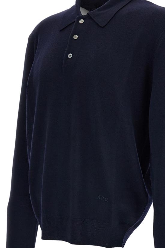 26FW 아페쎄 메리노 울 폴로 스웨터 WVAWMH23482IAK Blue - A.P.C.