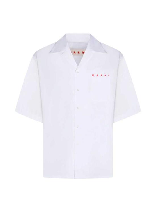 26FW 마르니 로고 포켓 반팔 셔츠 CUMU0213PPUSCT88 LRW01 LILY WHITE