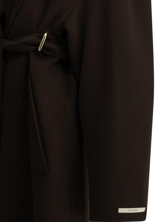 26FW 스포트막스 아우터 브라운 컬러의 순수 양모 롱코트 재킷 및 코트 - SPORTMAX