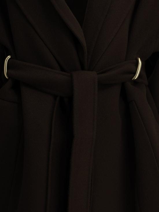 26FW 스포트막스 아우터 브라운 컬러의 순수 양모 롱코트 재킷 및 코트 - SPORTMAX