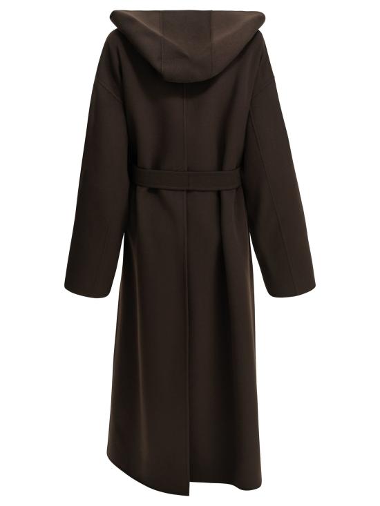 26FW 스포트막스 아우터 브라운 컬러의 순수 양모 롱코트 재킷 및 코트 - SPORTMAX