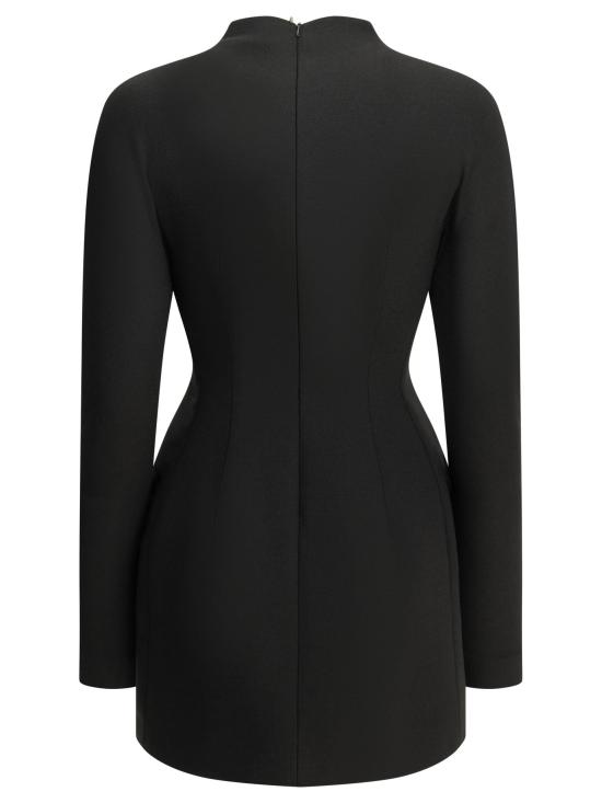 26FW 스포트막스 원피스 신축성 있는 울 소재의 짧은 드레스, 블랙 색상 - SPORTMAX