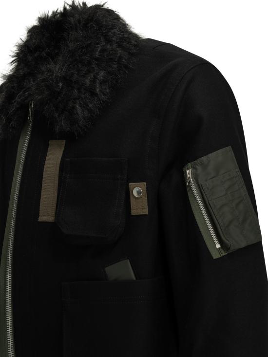 26FW 사카이 자켓 울 소재 봄버 재킷, 재킷 및 코트, 블랙 - SACAI