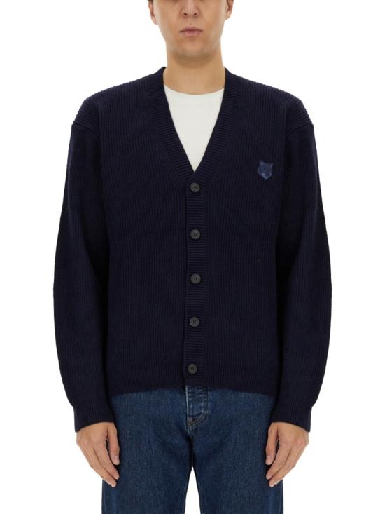  메종키츠네 가디건 메종 키츠네 골지 메리노 울  블루 - MAISON KITSUNE