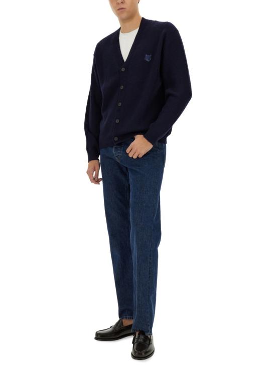  메종키츠네 가디건 메종 키츠네 골지 메리노 울  블루 - MAISON KITSUNE