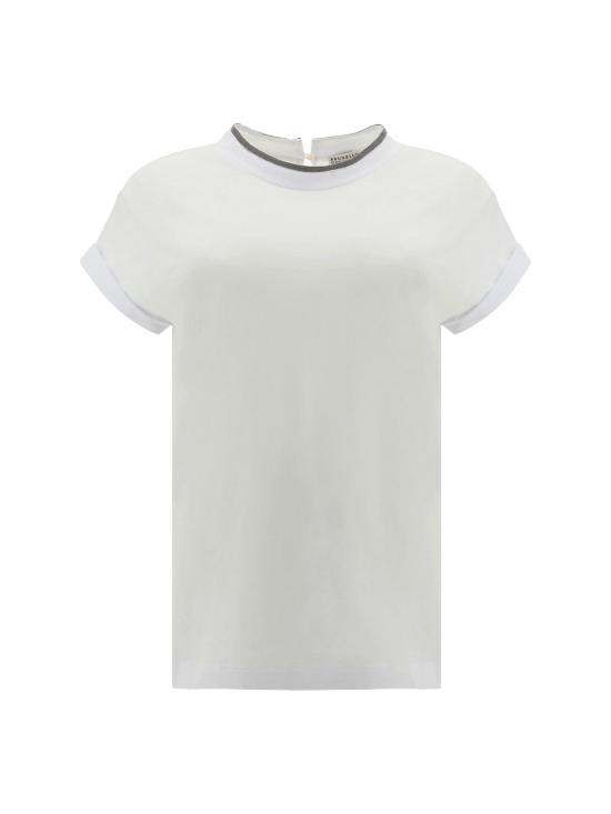  브루넬로 쿠치넬리 콘트라스트 트림 코튼 티셔츠 M0T18BD200 - BRUNELLO CUCINELLI