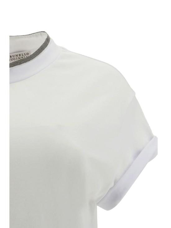  브루넬로 쿠치넬리 콘트라스트 트림 코튼 티셔츠 M0T18BD200 - BRUNELLO CUCINELLI