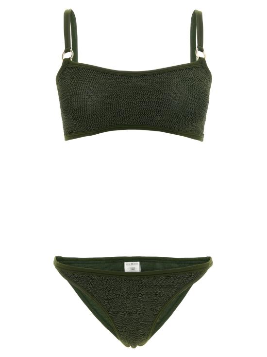  훈자 지 비치웨어 LDIRISBIKINIGOLDHOOPSMETALLICKHAKI OLIVE GREEN