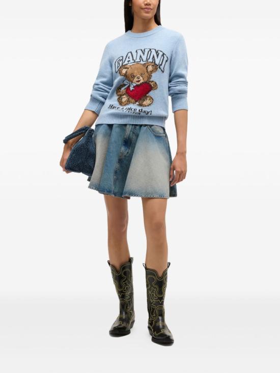  가니 그래픽 울 니트 A1070047646 P26 LIGHT BLUE - GANNI