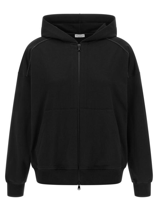  브루넬로 쿠치넬리 후드 티셔츠 LDMH827FB706C101 BLACK