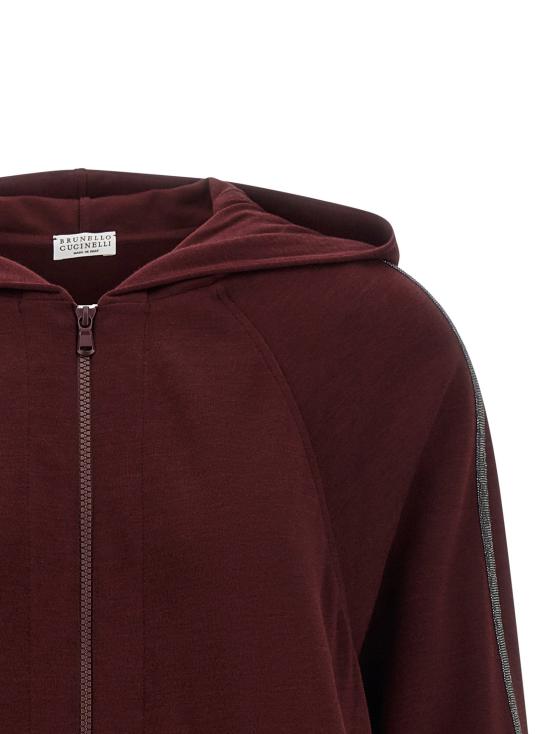  브루넬로 쿠치넬리 후드 티셔츠 LDMP828SM606C9813 BURGUNDY - BRUNELLO CUCINELLI