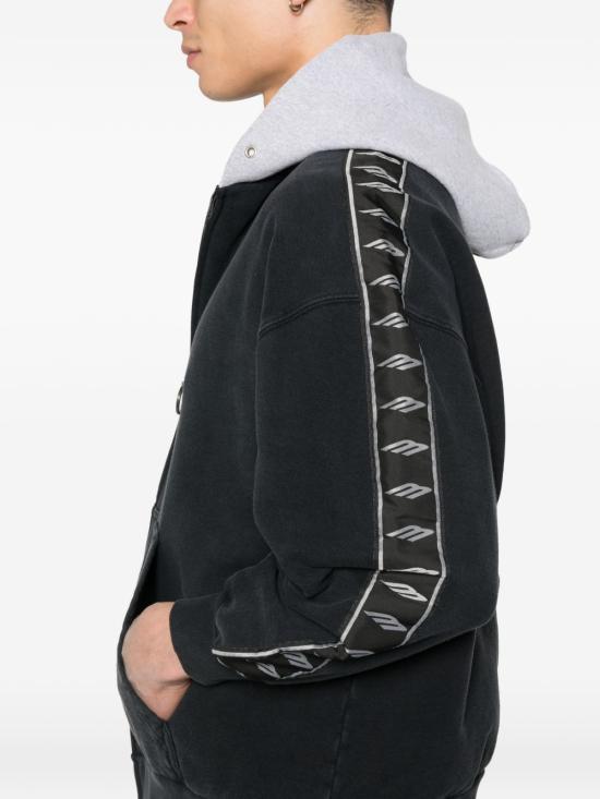  발렌시아가 스트라이프 패치드 후드 집업 후디 858137TTVP63563 P26 BLACK - BALENCIAGA