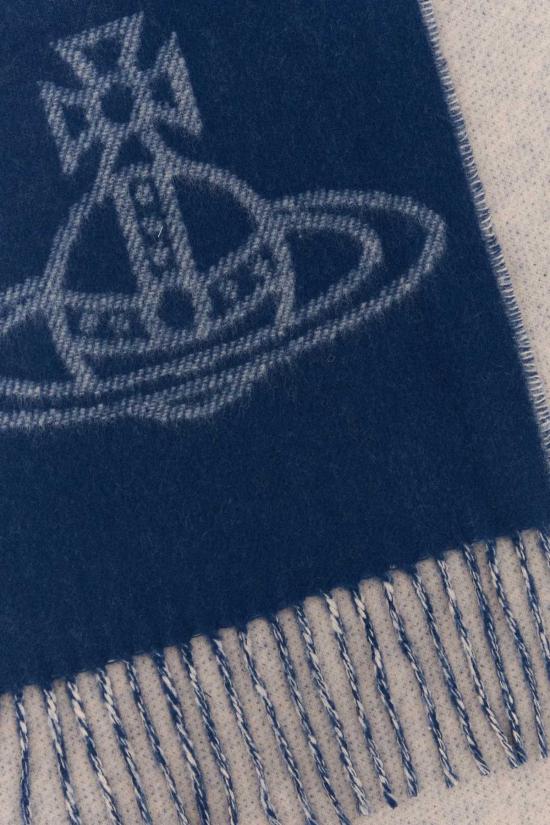 26FW 비비안웨스트우드 싱글 ORB 더블 페이스 머플러 81030006 W01MK K401 BLUE DOM - VIVIENNE WESTWOOD