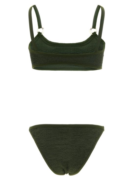 훈자 지 비치웨어 LDIRISBIKINIGOLDHOOPSMETALLICKHAKI OLIVE GREEN - HUNZA G