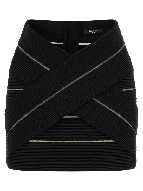  발망 스커트 LDGF0LBB48KJ750PA BLACK