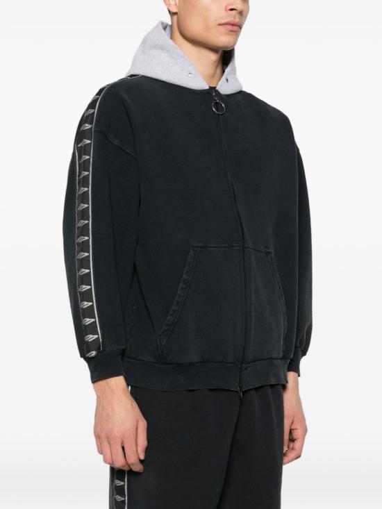  발렌시아가 스트라이프 패치드 후드 집업 후디 858137TTVP63563 P26 BLACK - BALENCIAGA