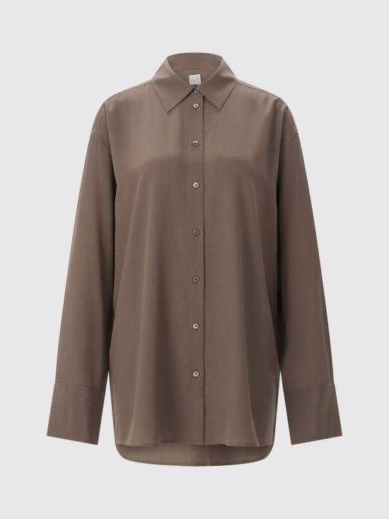 26FW 토템 새틴 크레이프 실크 셔츠 263WRT0891FB0115 102 Brown - TOTEME