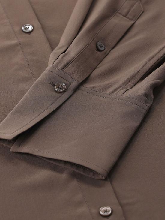 26FW 토템 새틴 크레이프 실크 셔츠 263WRT0891FB0115 102 Brown - TOTEME