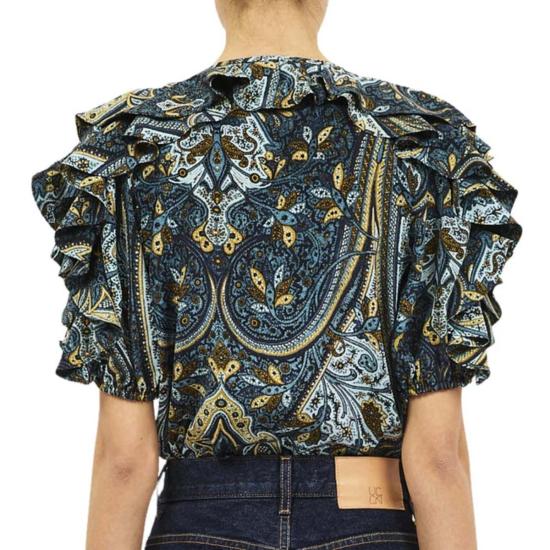  울라 존슨 블라우스 조세핀 S/S 실크 탑 프러시안 - ULLA JOHNSON