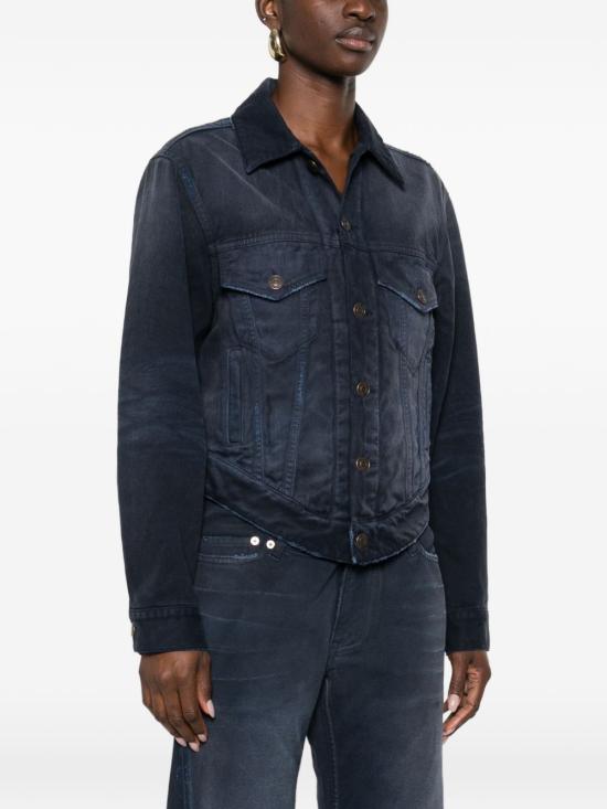  발렌시아가 커브드 웨이스트밴드 자켓 856423TTW648074 P26 DARK BLUE - BALENCIAGA