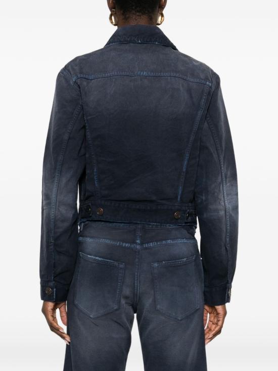  발렌시아가 커브드 웨이스트밴드 자켓 856423TTW648074 P26 DARK BLUE - BALENCIAGA