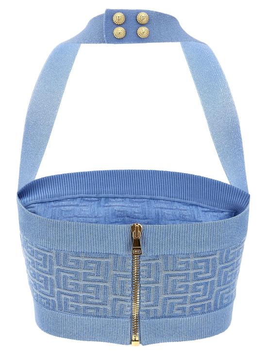  발망 민소매 티셔츠 LDEF1AA025KI02SPB BLUE - BALMAIN